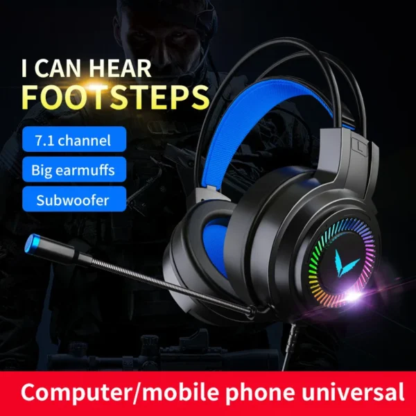 7.1 Virtual Surround Gaming Headset with LED Light