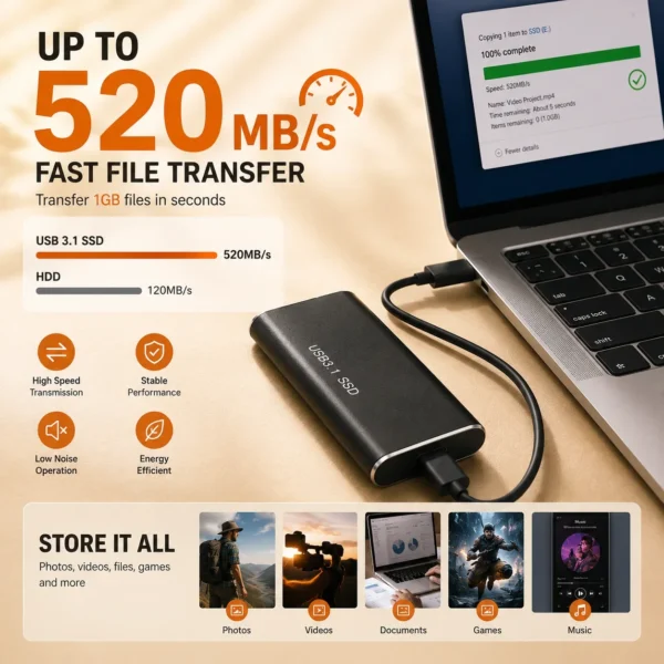 Slim Portable SSD 1TB USB-C
