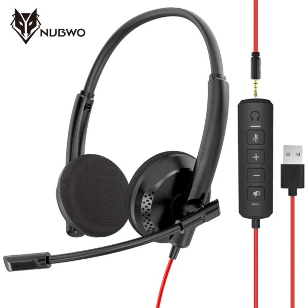 USB Wired Office Headset with Noise-Cancelling Mic