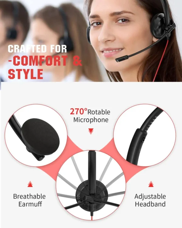 USB Wired Office Headset with Noise-Cancelling Mic